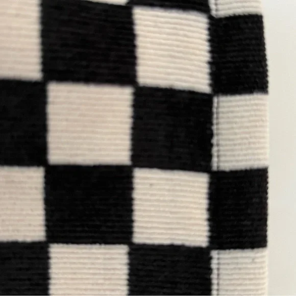 Sozakka checkerboard pattern cosmetic bag. Corduroy. 8x5. Top zip. - Picture 3 of 6